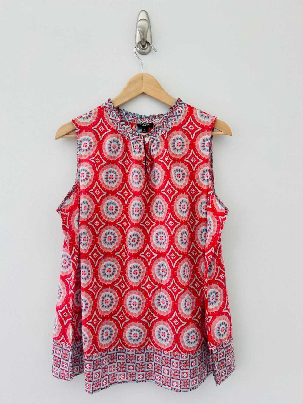 NWOT Talbots Cotton Mixed Geo Print Shell Sz 1XP